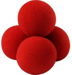 Sponge Balls by Goshman, Super Soft, Lot of 4, 2 Inch. Color - Red (1587)