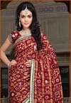 Maroon Faux Cotton Ghatchola Saree with Blouse