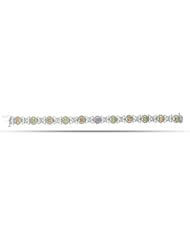 Sterling Silver Rhodium Plated Fancy Style Tennis Bracelet With Citrine, Peridot And Amethyst Gemstones - 7.5 Inches