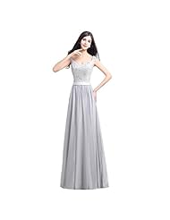 V-neck Cap Sleeves Chiffon/Satin Belted Lace-Up Beaded Junior-Bridesmaid Dress 