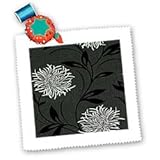 IMAGE OF White Chrysanthemums Print on Textured Black - 10x10 Quilt Square