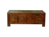 Homescapes - Dakota - DVD Trunk Coffee Table with 8 Drawers - Dark - 100% Solid Mango Hard Wood - ( No Veneer ) Hand Crafted Furniture