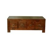 Dakota DVD Trunk Coffee Table with 8 Drawers Dark Shade