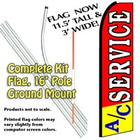 A/C Service Feather Banner Flag Kit (Flag, Pole, & Ground Mt)