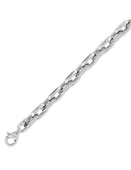 14K Solid White Gold Hip Hop Bullet Chain Bracelet 6mm (15/64 in.) - 8.5 in.