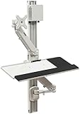 Displays2go Wall Mounted Computer Station, Monitor Mount, CPU Holder, Adjustable Arms (DWSSW01WT)