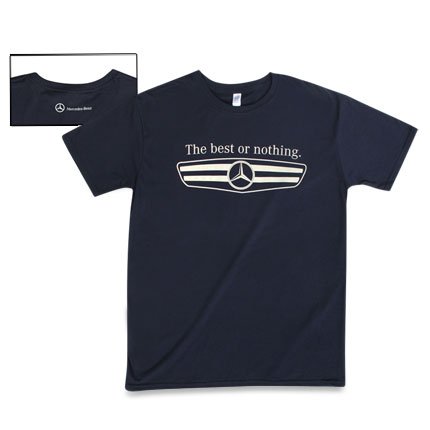Mercedes Benz Grill T-Shirt-Heather Navy-Size Large