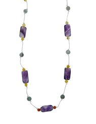 Amethyst Gemstones Necklace Decorated with Different Color Jade Beads