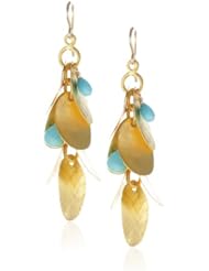 Devon Leigh Turquoise and Gold Vermeil Leaf Earrings