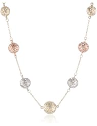 14k Tri-Color Gold Graduated Filigree Bead Necklace, 17"