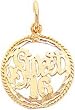 14K Yellow Gold Sweet 16 Charm