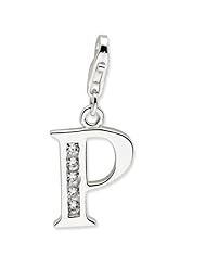 Sterling Silver CZ Letter P w/Lobster Claw Clasp Clasp Charm