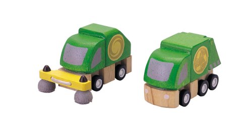Childrens Toyshop  Toys : Plan Toys 60690 Street Cleaner And Waste Truck