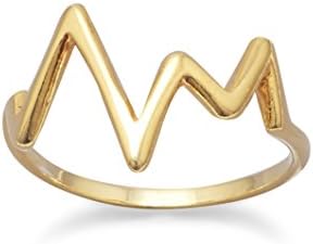 14 Karat Gold Plated Sterling Silver Heartbeat Design Ring