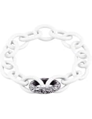 Sterling Silver Bracelet With White And Purple Lacquer by US Gems