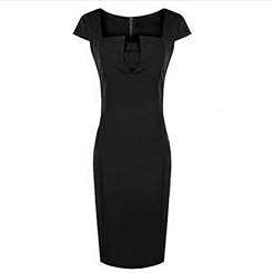 Square Neck Natural   Waistline Vintage Cap Sleeves Short Sleeves Cotton Bodycon Dress/Midi Dress 