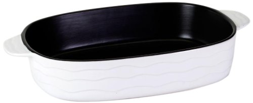 Housewares International Large 3-Quart Rectangle Ceramic Non-Stick Baking Dish, White, 14-1/2-Inch by 9-Inch