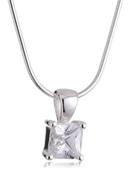 VINANI brand Germany 925 Sterling Silver Women Pendant Square white Zirconia in shiny frame with Snake Chain Necklace AVW-S