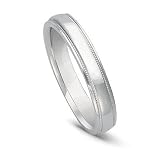 14k White Gold Milgrained Women's Wedding Band, 4mm