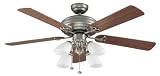 Ellington Ceiling Fans Beaufort Model BFT52AN5C in Antique Nickel. Indoor fan.