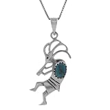 Sterling Silver Oval-shaped Turquoise Kokopelli Necklace