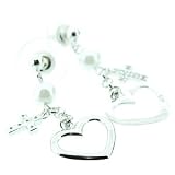 Image of Cubic Zirconia Cross Heart and Pearl Earrings in Sterling Silver