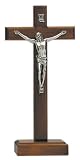 Crucifix - 8 and 1/2 Height - Wood - Freestanding - IMPORTED FROM ITALY