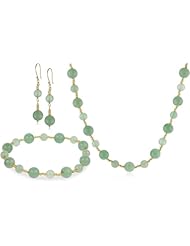 Aventurine and Yellow Glass with Gold Over Silver Findings Jewelry Set
