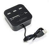 COSMOS ® Black High Speed USB 2.0 All in One Flash Media Memory Card Reader / Writer Plus USB 2.0 Three Ports Hub Combo Supports SD / TF /SMC / MS / MMC etc. Memory Cards + Cosmos cable tie