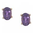 New 10KT Yellow Gold Oval Amethyst Earrings Studs
