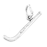 Sterling Silver Double Sided Thin Field Hockey Stick Charm