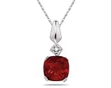 1CT Garnet & Diamond Pendant in White Gold