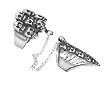 Gothic Skulls Spike & Chain Pewter Slave Ring