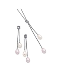 Sterling Silver Freshwater Cultured Pearl Knot 18 in. Necklace & Earring Set.