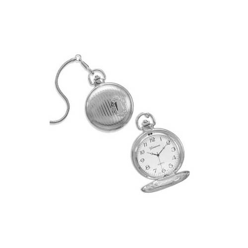 Cleversilver's Traditional Sterling Silver Tone Engravable Men'S Fashion Pocket Watch