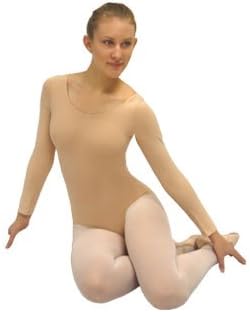 Long Sleeve Leotard Adults (X-Large (13-14), Suntan)
