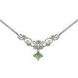 1.25 carats total weight Princess Cut and Round Shape Peridot Multi-Gemstone Necklace in Sterling...
