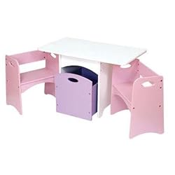 4pcs Pastel Finish Kid's Table Bench With 3 Shelves