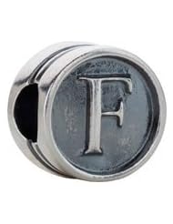 Kera Sterling Silver Alphabet Letter F Bead