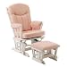 Regency Premium Multi-Position Locking Glider Rocker and Ottoman Set- White Finish with Pink Fabric