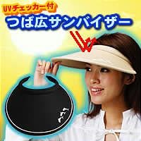 UVチェッカー付 つば広サンバイザー ベージュ