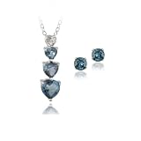 Sterling Silver London Blue Topaz & Diamond Heart Necklace & Earrings Set