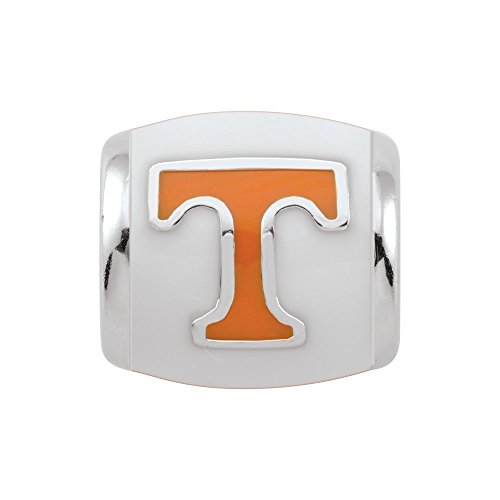 Persona Sterling Silver University of Tennessee Orange T on White Bead Charm