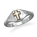 14k Gold Cross Sterling Silver Faith Ring