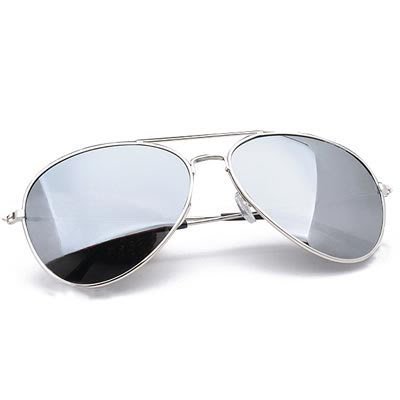 Sunglasses Men's / Women's - Unisex Mirrored Aviator Sunglasses - Silver Fox Sunglasses - Silver Frame Mirrored  Lens + Hard Case & Cloth - Affordable Sunglasses