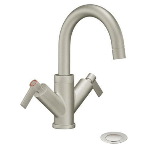 Solace Two Lever Handle Bathroom Faucet with Drain Assembly Finish: Brushed Nickel