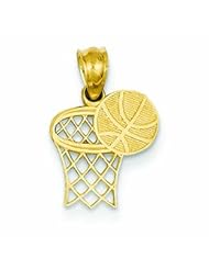 14K Gold Basketball & Hoop Pendant