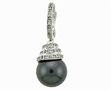 Ladies 0.12ct Diamond and 11mm Tahitian Pearl Spiral Pendant