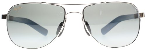 Maui Jim 327-17 Silver with Blue Guardrails Aviator Sunglasses Polarised