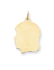 10k Gold Plain Medium .018 Gauge Facing Left Engraveable Girl Head Charm